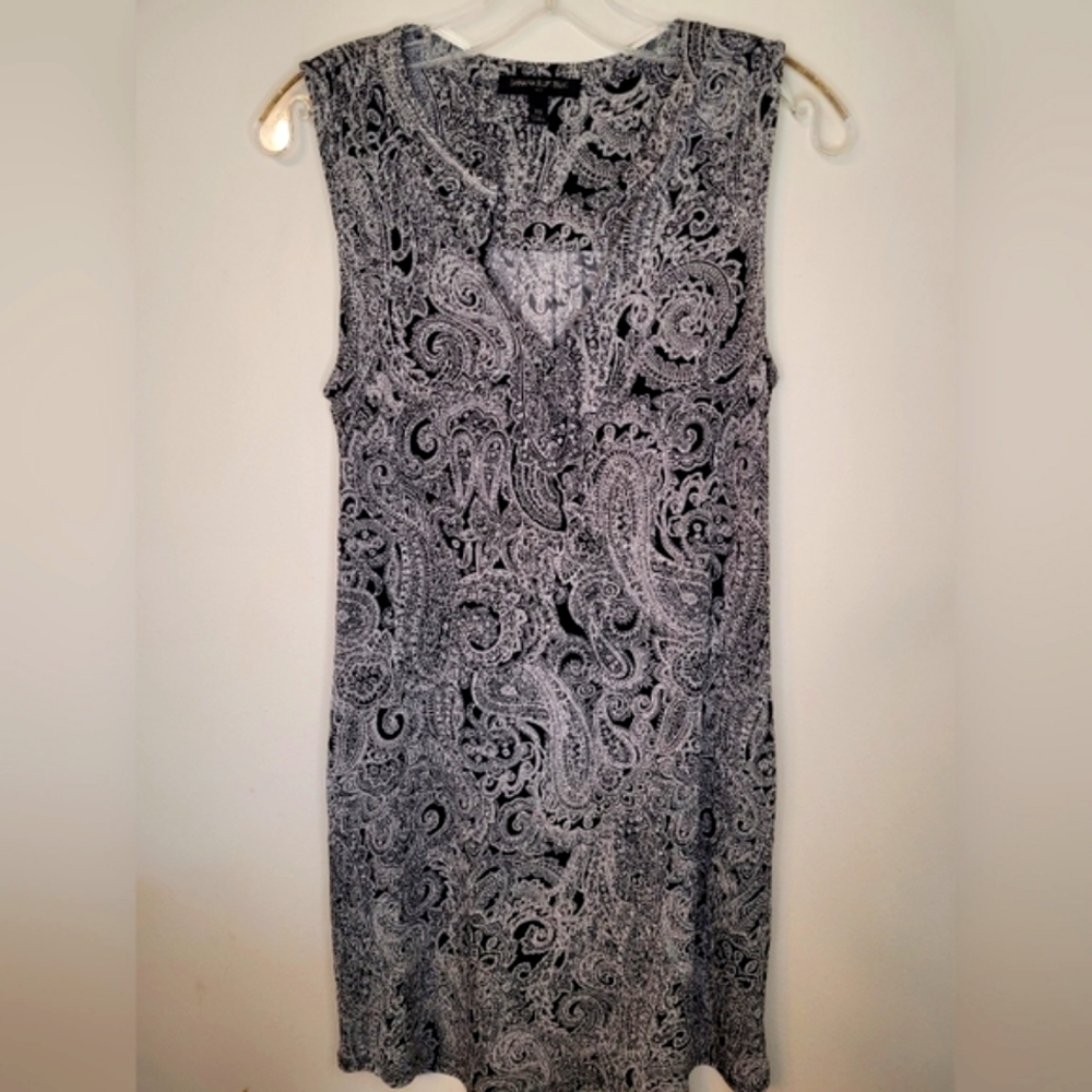 Banana Republic Dress Black White Paisley Summer Sleeveless Midi ☀️